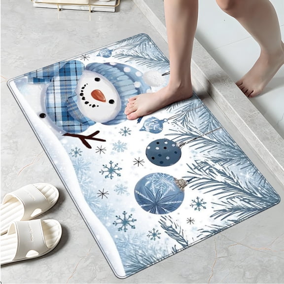 YIMEIS Winter Snowmen Fall Kitchen Rugs, Xmas Holiday Kitchen Mat Decor Home Decorations, Green Christmas Mats for Kitchen Floor - 16''*24'' in