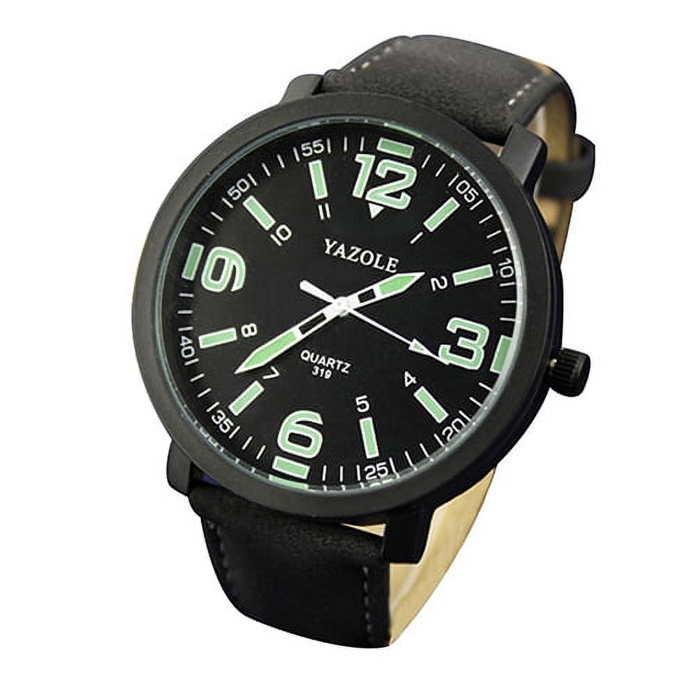 YIMIAO Fashion Men Women Glow in The Dark Faux Leather Strap Quartz Sport Wrist Watch