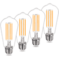 YIMILITE 4-Pack ST58 LED Bulbs, 6W (60W Equivalent), Warm White 2700K ...