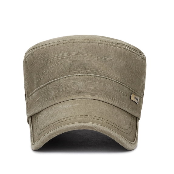 YIMING Brand Military Cadet Cap Slub Fabric Flat Top Army Sunshade Adjustable Outdoor Hat for Unisex