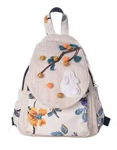 YIMOYICAI Backpack Purse for Women Girl's Convertible Sling Bag Boho Hippie Embroidered Woven Canvas with Woven Cotton Perfect Small Sling Bag Fruitful