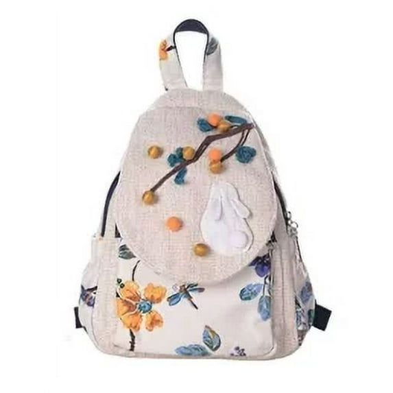 YIMOYICAI Backpack Purse for Women Girl's Convertible Sling Bag Boho Hippie Embroidered Woven Canvas with Woven Cotton Perfect Small Sling Bag Fruitful
