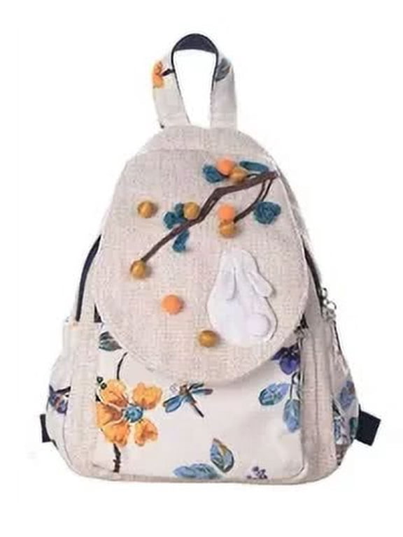 Backpack Purse for Women Girl's Convertible Sling Bag Boho Hippie Embroidered Woven Canvas with Woven Cotton Perfect Small Sling Bag Fruitful