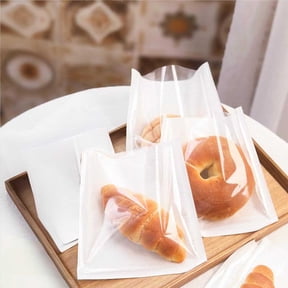 YIMWNYI 100 Pcs Self-Sealing Bread Sack, Oil-Proof Transparent Kraft Paper Sandwich Packaging Bags, Food Storage with Visual Window, Eco-Friendly, Convenient for Bakery, Home Use, and Daily Storage