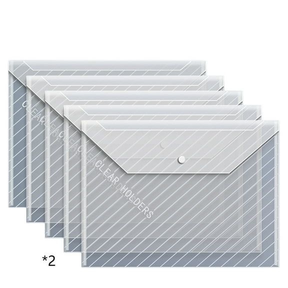 YIMWNYI 10Pcs Plastic File Folders for Documents, Clear Snap Closure Envelopes, A4 Organization Pouches, Waterproof Document Holders, Lightweight File Storage Solutions
