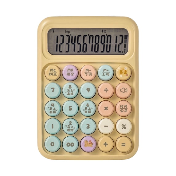 YIMWNYI 12 Digit Voice Desktop Calculator, Large LCD Display Accounting Calculator, Battery Powered Big Button Adding Machine, Stylish Desk Financial Tool