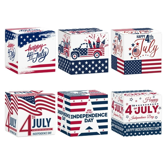 YIMWNYI 12 Pc Patriotic 4th of July Gift Boxes, Recyclable Independence Day Goodie Bags, Red White Blue Theme Party Treat Boxes for Veterans, Memorial Day, Retirement Parties