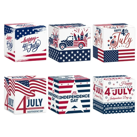 YIMWNYI 12 Pc Patriotic 4th of July Gift Boxes, Recyclable Independence Day Goodie Bags, Red White Blue Theme Party Treat Boxes for Veterans, Memorial Day, Retirement Parties