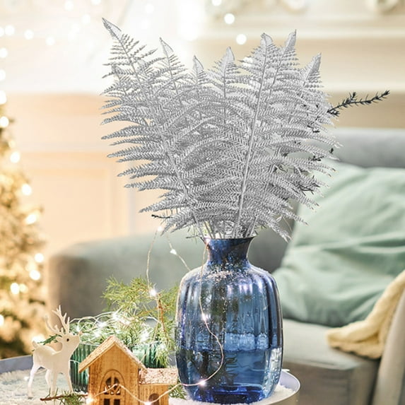 YIMWNYI 12 Pcs Simulation Leaf Glitter Leaf Spray, Decorative Leaves, Elegant Home and Wedding Decoration, Realistic Fern Design, Vibrant and Easy to Maintain, Perfect for Parties and Displays