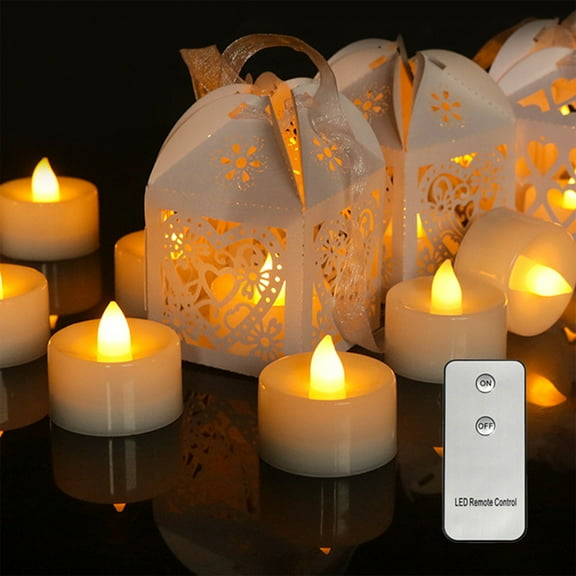 YIMWNYI 12Pcs Votive Flameless Candles, LED Flickering Tealight, Battery Operated, Halloween Decor, Safe and Clean, Remote Control Included, Realistic Candlelight