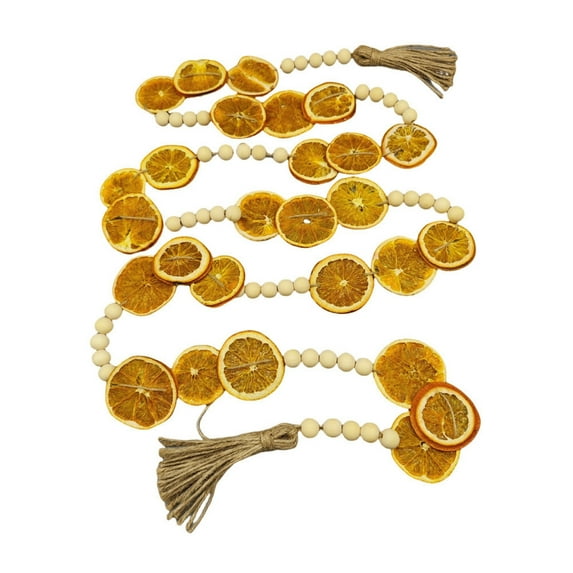 YIMWNYI 2.4 Meter Dried Orange Slices Bead Garland, Christmas Home Decoration, Festive Wreath, Natural Wooden Beads, Elegant Fireplace Décor, Handmade Holiday Ornament