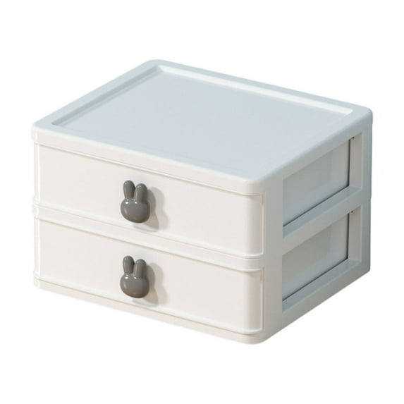 YIMWNYI 2-Layer Desktop Storage Box, Drawer Style Organizer, Multifunctional Cosmetic Jewelry Stationery Box, Clear Plastic Storage Rack for Office, Space-Saving Stackable Organizer