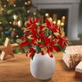 thumbnail image 1 of YIMWNYI 2-Pack 7-Head Christmas Artificial Flowers, Plastic Silk Poinsettia Decor, No-Maintenance Vase Arrangements, Festive Tree/Wreath Decor, Indoor/Outdoor Decor, Sparkling Holiday Flowers, 1 of 6
