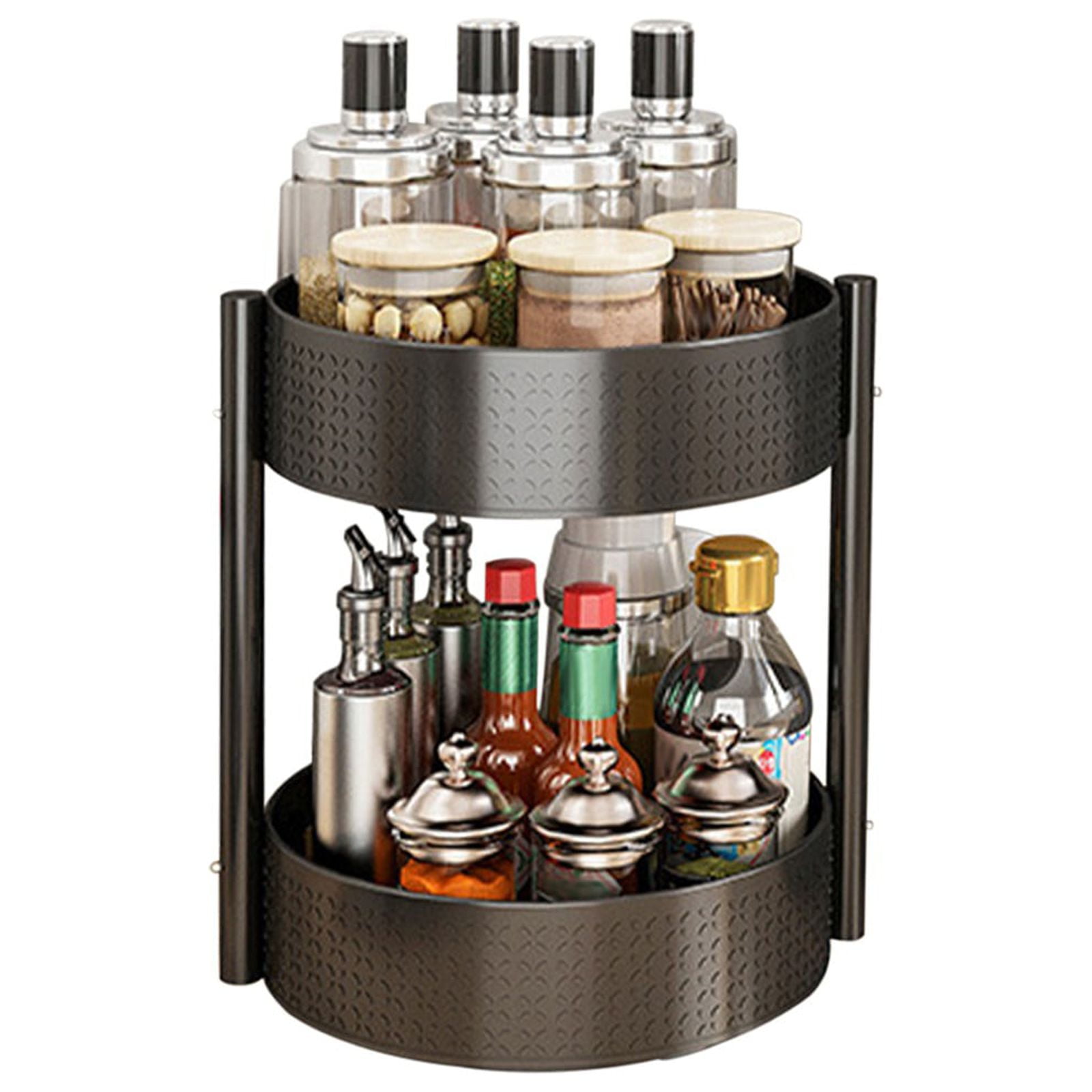YIMWNYI 2 Tier Lazy Susan Rotating Spice Rack Organizer, Kitchen ...