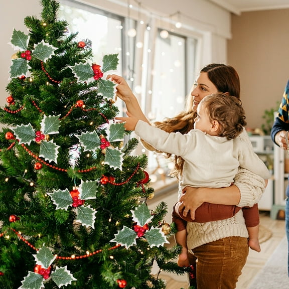 YIMWNYI 20 Pc Christmas Winter Berry Crafts Artificial Berries Holly Leaves, Holiday Decorations for Tree Wreaths, Festive Centerpieces, Seasonal Decor, Decorative Filler