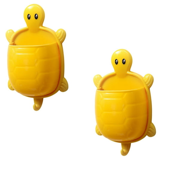 YIMWNYI 2Pcs Cute Turtle Bathroom Storage Box, Wall-Mounted Toothbrush and Toothpaste Rack, No Drill Suction Organizer for Razors, Combs, and Bathroom Essentials, Space-Saving and Easy to Clean