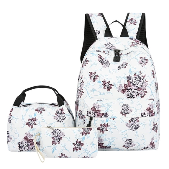YIMWNYI 3-Piece Leisure Backpack Set with Large Capacity, Floral Design, Lightweight and Water-Resistant, Comfortable Adjustable Shoulder Straps, Multipurpose Backpack for Travel and Daily Use