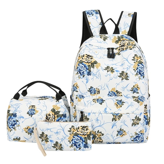 YIMWNYI 3-Piece Leisure Backpack Set with Large Capacity, Floral Design, Lightweight and Water-Resistant, Comfortable Adjustable Shoulder Straps, Multipurpose Backpack for Travel and Daily Use