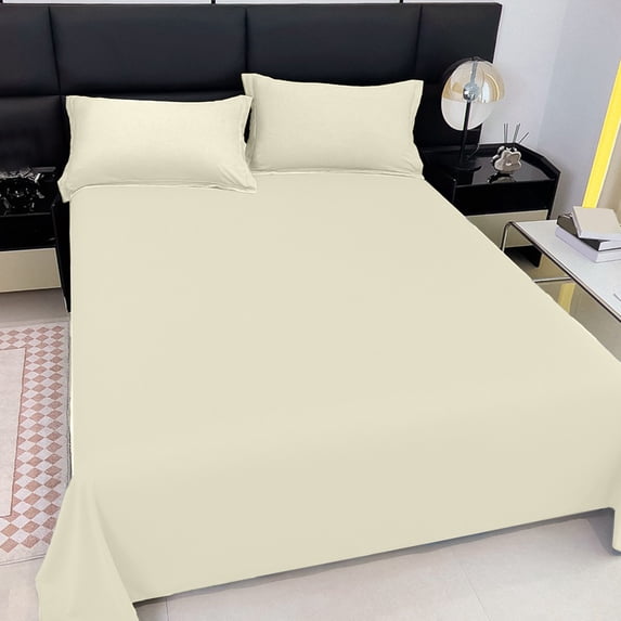 YIMWNYI 3-Piece Solid Color Bed Sheet Set, Washable Pillowcases, Soft Polyester Bedding, Easy Maintenance Bed Cover, Comfortable Sleep Experience, Modern Home Decor