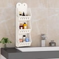 thumbnail image 1 of YIMWNYI 3-Tier Wall Mounted Bathroom Organizer – Space Saving PVC Shower Shelf for Toiletries, Towels & Cleaning Supplies, Waterproof Laundry Room Storage Rack with Adhesive Hooks, 1 of 6
