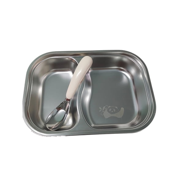 YIMWNYI 304 Stainless Steel Divided Serving Tray, 2 Sizes, Durable Reusable Plates for Camping, Picnics, Family Dinners, Kitchen & BBQ, Easy to Clean, Stackable for Storage