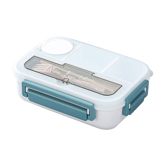 YIMWNYI 4-Compartment Leakproof Lunch Box, Plastic Microwave Safe Bento Box, Sealed Food Storage Container with Fork and Spoon, Large Adult Lunch Box, Multi-Purpose for Work and Picnic