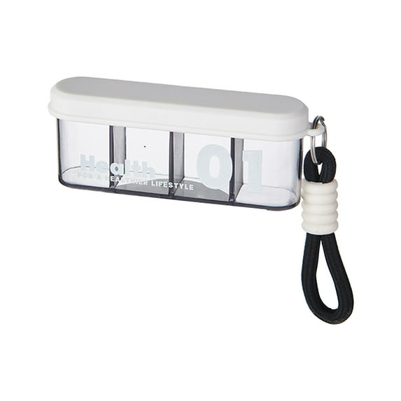 YIMWNYI 4-Compartment Portable Medication Storage Box, Transparent Design with Sealing Lock, Travel Organizer for Pills, Jewelry, Small Items, and More