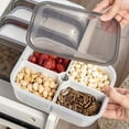 thumbnail image 1 of YIMWNYI 4 Compartment Snack Box, Clear Refrigerator Organizer Bins, Plastic Food Storage Containers for Snacks, Fruit, Vegetables, and More - Leak-Proof, Airtight Lid, BPA-Free, Space-Saving Design, 1 of 6