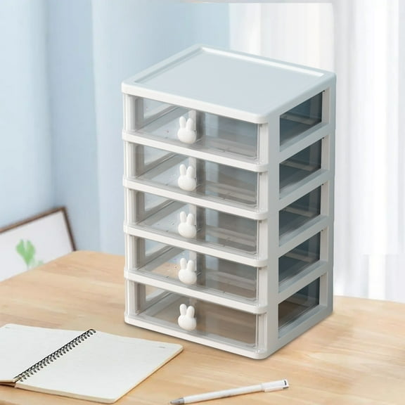 YIMWNYI 5-Layer Desktop Storage Box, Drawer Style Storage Organizer for Cosmetics, Jewelry, and Stationery, Transparent Stackable Storage Box, Multifunctional Desk Organizer for Office and Home Use