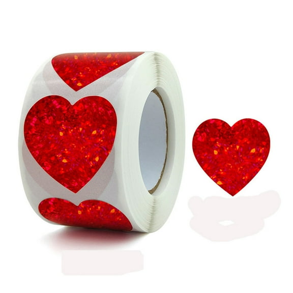 YIMWNYI 500Pcs Valentine's Day Red Heart Stickers - Candy Bag Labels, Gift Box Sealing Stickers for Wedding, Party, Scrapbook & Decoration