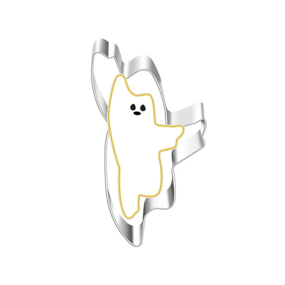 YIMWNYI 5Pcs Stainless Steel Halloween Ghost Shaped Molds, Halloween Baking Cutters, Cookie Baking Tools, Spooky Treats Molds for Festive Cooking, Durable and Easy to Clean Molds