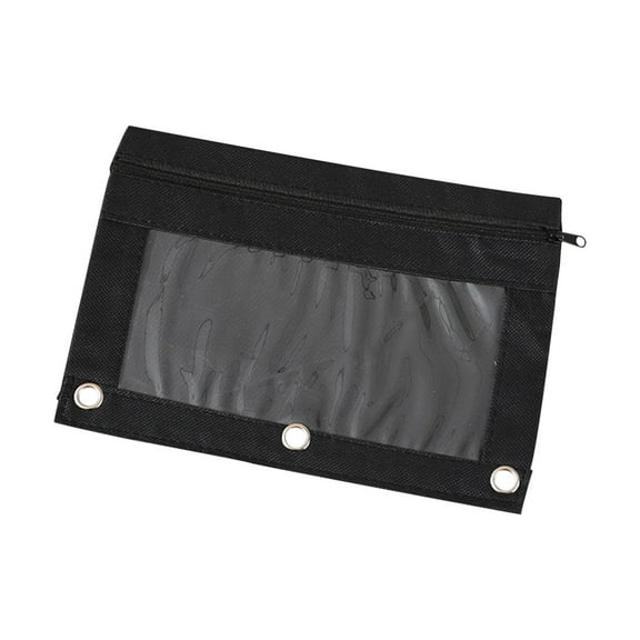 YIMWNYI 5Pcs Three-Hole Pencil Case with Zipper, Large Capacity Cloth Binder Pencil Pouch for Pens, Travel Organizer, Document Storage, Stain-Proof and Tear-Resistant Zippered Pouch