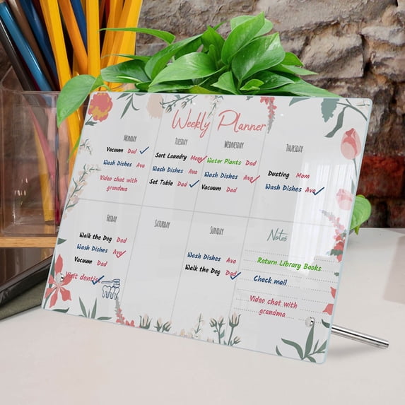 YIMWNYI Acrylic Desktop Memo Board with Erasable Transparent Writing Surface, Weekly Planner, Reminders, and Magnetic 3ml Markers, Easy to Clean, Perfect for Organizing Your Daily Life