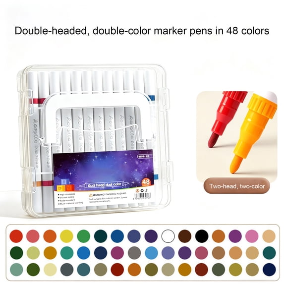 YIMWNYI Acrylic Double Headed Two Color Mark Pen, Washable Art Markers, No Bleed Layerable Ink, Safe for Daily Use, Perfect for Coloring Books, Sketching, Doodling, Crafts