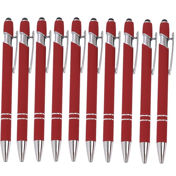 YIMWNYI Aluminum Rod Click Pen with Touchscreen Tip, 10-Pack, 0.5mm Writing, Metal Body, Smooth Ink, Ideal for Office, Business, and Personal Use – 10ml