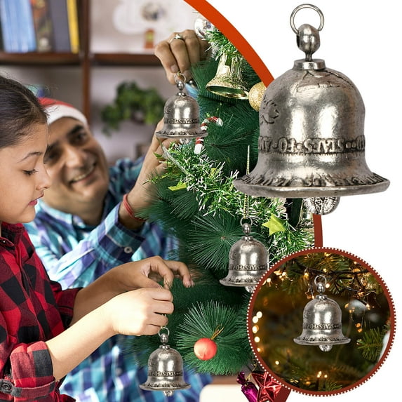 YIMWNYI Antique Silver Christmas Jingle Bells,Liberty Bells,Vintage Bells,Metal Craft Bells for Home Décor,Holiday Tree,Chiristmas Wreath,Wall,Window Hanging Ornament