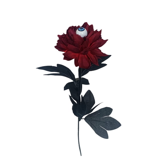 YIMWNYI Artificial Black Rose with Eyeball Center, Fall Decorations, Halloween Floral Arrangements, Gothic Style, Unique Silk Flower for Haunted House and Themed Decor