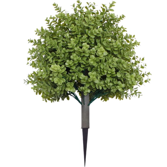 YIMWNYI Artificial Cedar Topiary Ball Tree with Ground Spike, Faux Green Shrubs for Outdoor Garden, Front Porch, Patio, No Maintenance, UV Protected, Easy Assembly, 25.8 Inches