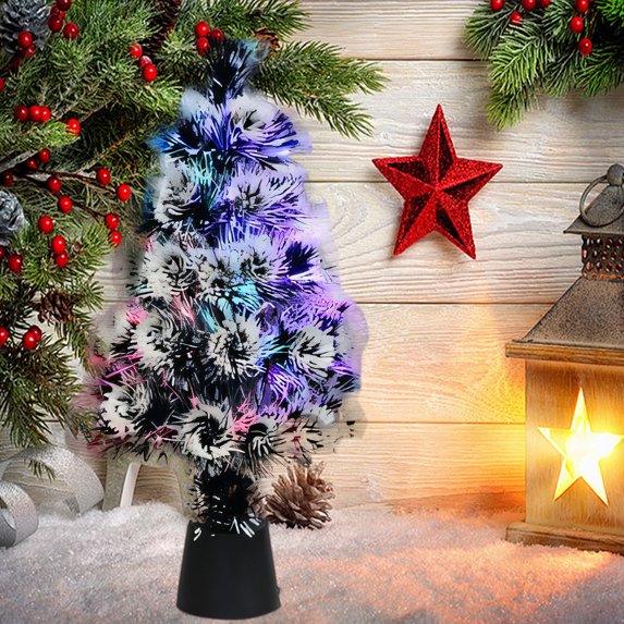 YIMWNYI Artificial Christmas Tree with LED Lights, Battery Operated Decorative Tree, Festive Holiday Decor for Home, Office, Party, Snowflake Ornaments, Indoor Outdoor Christmas Decorations