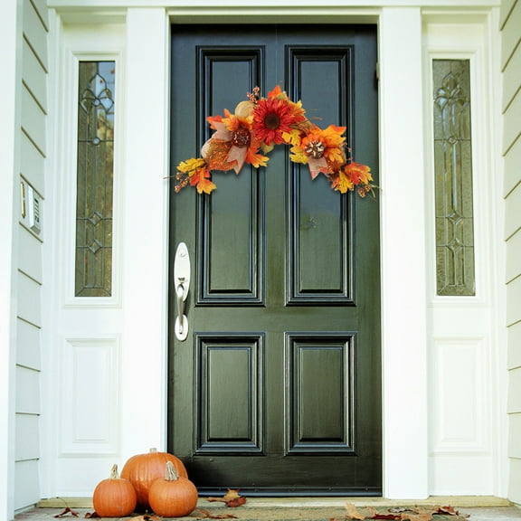 YIMWNYI Artificial Flower Sunflower Door Lintel Decoration, Thanksgiving Decor, Maple Leaf Holiday Ornament, Lifelike Home Accent, Welcoming Indoor Display, Faux Floral Arrangement