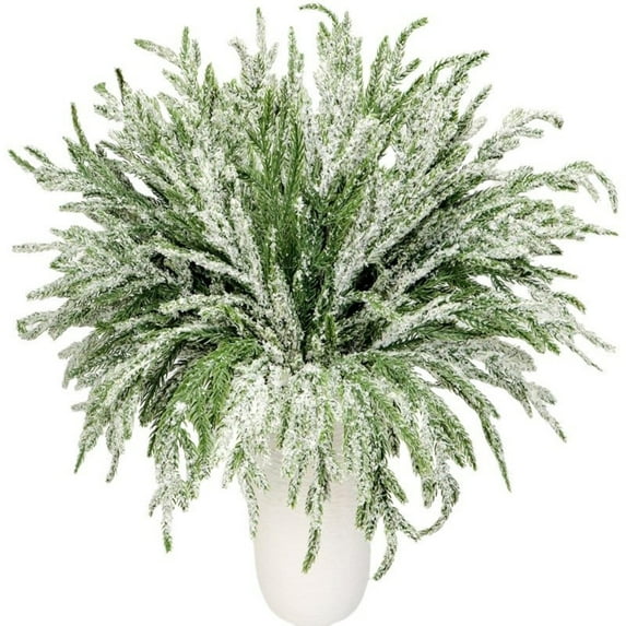 YIMWNYI Artificial Norfolk PineBranches, Christmas Decoration, Faux Green Plants, Versatile Indoor Outdoor Decor, Odorless DIY Arrangement, Snowflake Pine Branches