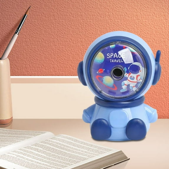 YIMWNYI Astronaut Pencil Sharpener, Hand Crank Sharpener, Automatic Lead Feeding, Durable Metal Blade, Non-Slip Base, Fun Design for Easy Pencil Sharpening, Unique Stationery Supplies