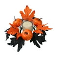 thumbnail image 1 of YIMWNYI Autumn Maple Leaf Candle Holders Wreath, Halloween Decoration, Thanksgiving Table Centerpiece, Faux Flower Garland, Reusable Candle Ring, Fall Home Decor, Seasonal Table Decor, 1 of 6