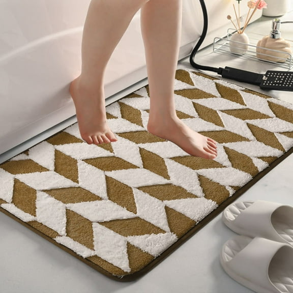 YIMWNYI Bathroom Water Absorbent Door Mat, Non Slip Rug, Soft Velvet Cushion, Fast Drying Carpet, Multipurpose Use for Bathroom, Kitchen, Living Room, Indoor Outdoor Decor