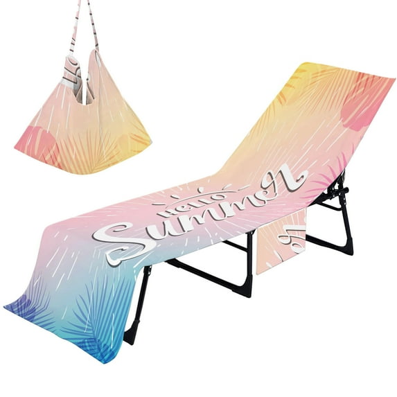 YIMWNYI Beach Chair Cover with Side Pockets, Microfiber Chaise Lounger Towel for Sunbathing, Poolside, Garden, Hotel - Soft, Absorbent, Machine Washable, No Slip Design