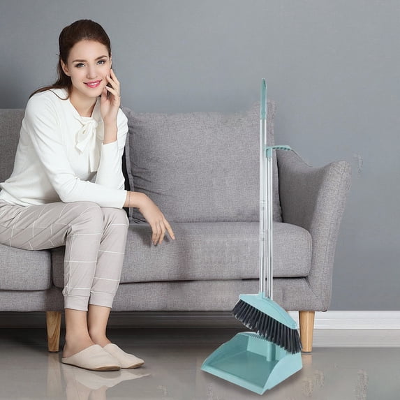 YIMWNYI Brooms and Dustpan Set, Indoor Standing Storage, Easy Clean Dustpan Teeth, Multi-Purpose Cleaning Tool, Lightweight Broom for Home and RV, Space-Saving Design