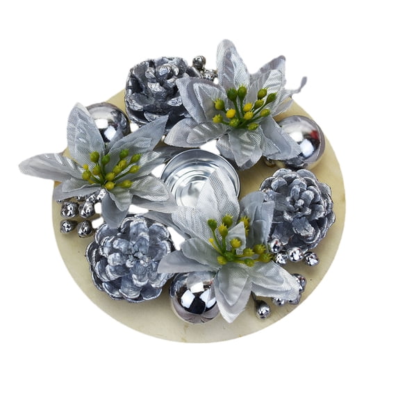 YIMWNYI Candle Wreath, Artificial Leaves, Christmas Table Decoration, Silk Flower Candle Ring, Holiday Centerpiece, Home Decor Accessory