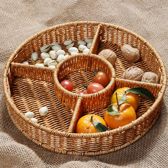 YIMWNYI Cane Woven Storage Basket, Natural Woven Material, Practical Storage Solution, Decorative Home Organizer, Perfect for Snacks, Fruits, and Gifts