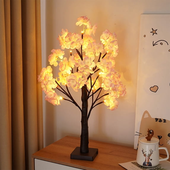 YIMWNYI Cherryblossom Tree Lights, LED Christmas Party Decoration, Battery Powered Lighted Decor, Indoor Holiday Lighting, Perfect for Thanksgiving, Night Light and Cozy Home Ambiance