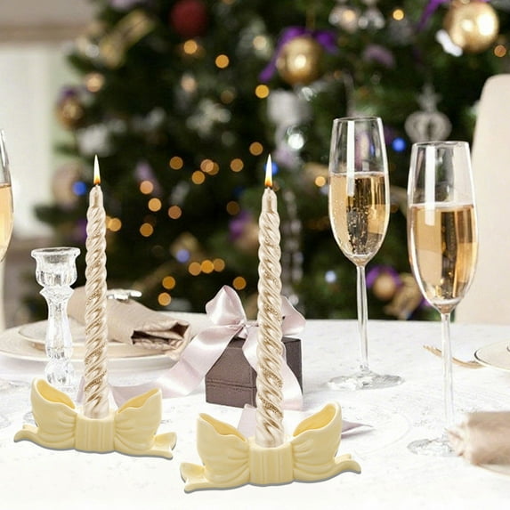 YIMWNYI Christmas Bow Ceramic Candle Holders, Unique Home Decor, Scented Candle Stand, Stylish Ornaments, Versatile Candle Holder for Living Room and Bedroom, Decorative Bowknot Design